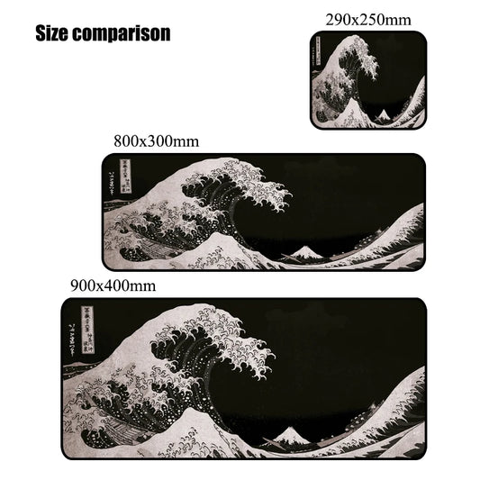 The Great Wave Off Kanagawa Black Gaming Mouse Pad Cushions Non-slip Pad Pad on The Table Carpet Gamepad Desk Gadget Mouse Mat